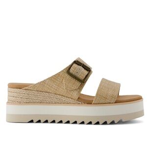 TOMS Diana Mule Buckle Wedge Sandal Colors Almond Raffia NWT women’s size 9